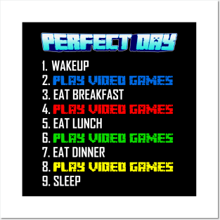 My Perfect Day Play Video Games  Funny Cool Gamer Posters and Art